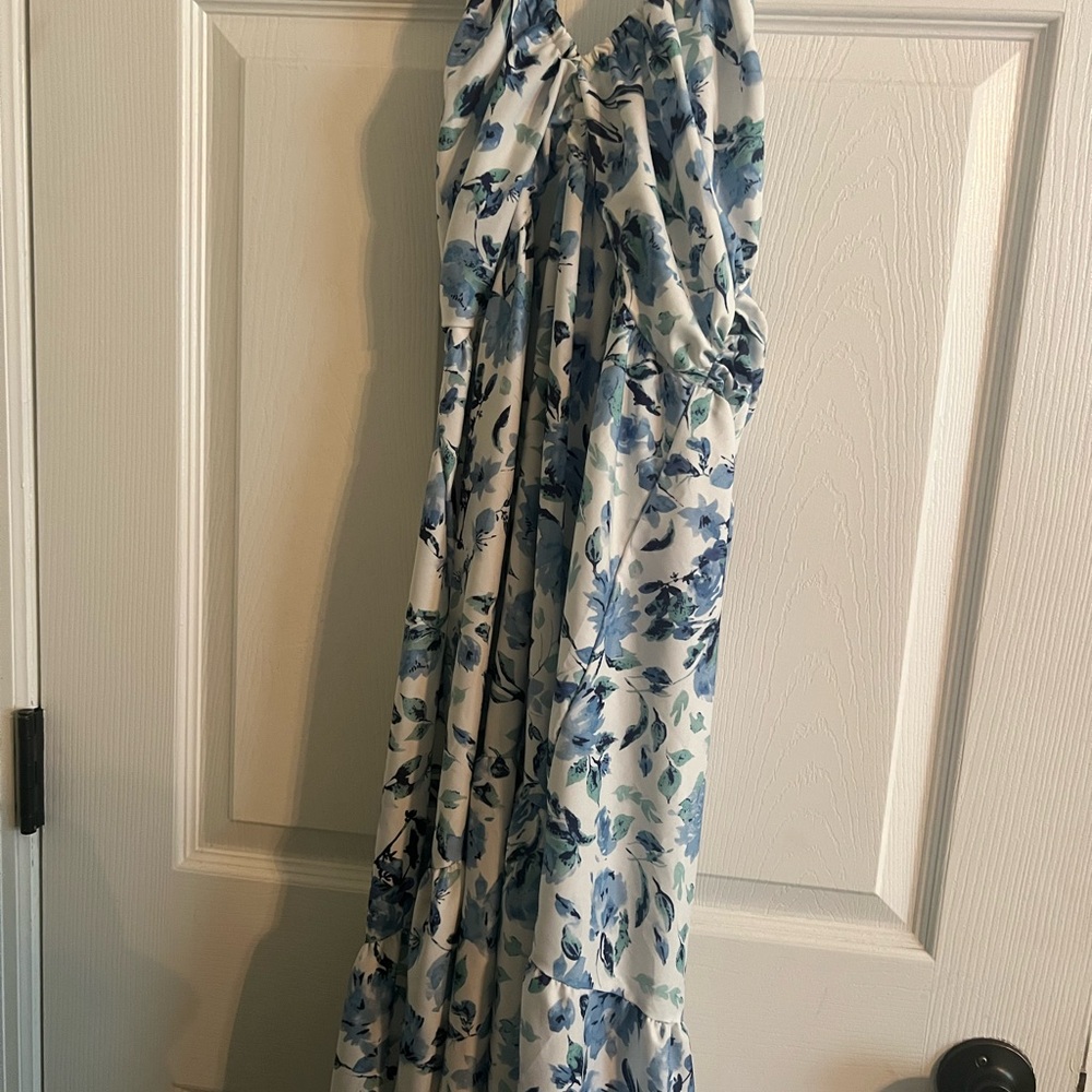 Floral Blue and White Maxi Dress